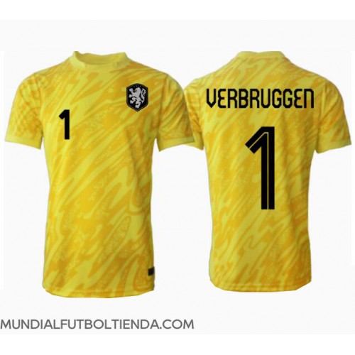 Camiseta Países Bajos Bart Verbruggen #1 Portero Segunda Equipación Replica Eurocopa 2024 mangas cortas
